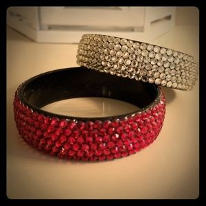 Set of 2 Bangle Rhinestone Bracelets
